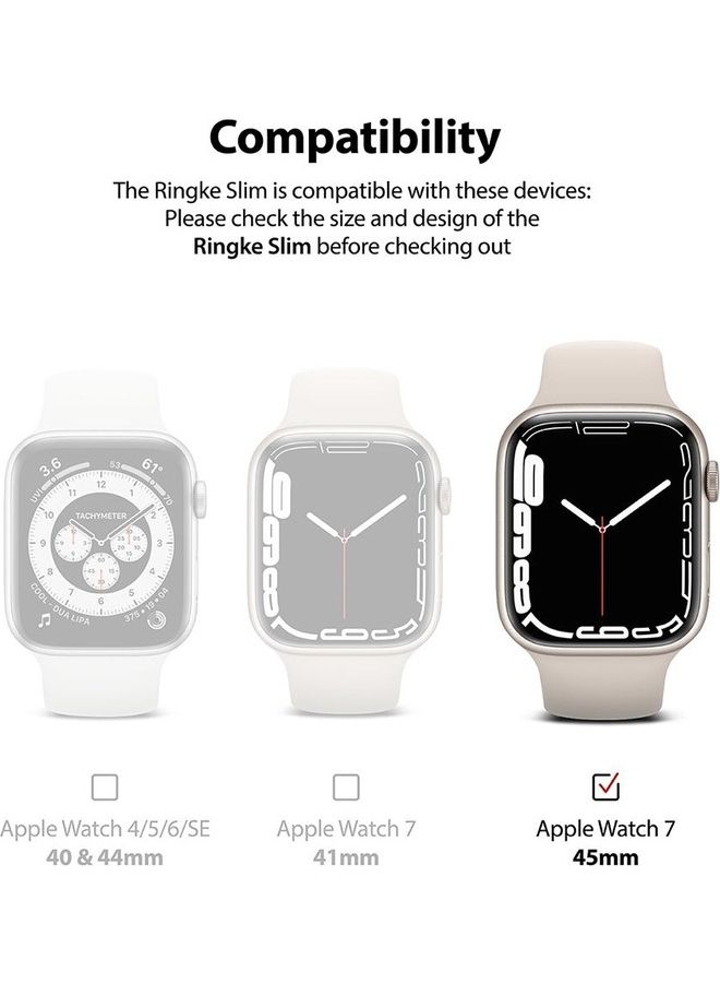 Ringke 2 Piece Premium PC Anti-Scratch Full Edge Rugged Slim Case for Apple Watch Series 7 45mm Clear/Metallic Blue  - Image 2