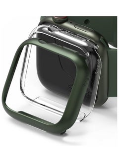 Ringke 2 Piece Premium PC Anti-Scratch Full Edge Rugged Slim Case for Apple Watch Series 7 45mm Clear/Deep Green  - Image 1
