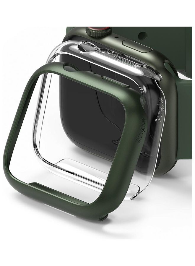Ringke 2 Piece Premium PC Anti-Scratch Full Edge Rugged Slim Case for Apple Watch Series 7 45mm Clear/Deep Green - Image 1