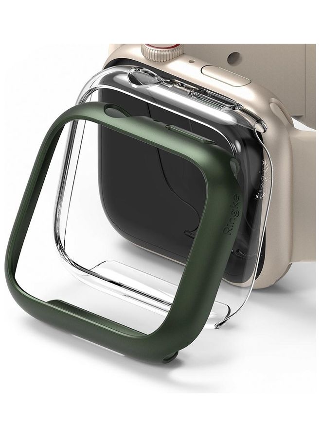Ringke 2 Piece Premium PC Anti-Scratch Full Edge Rugged Slim Case for Apple Watch Series 7 41mm Clear/Deep Green - Image 1
