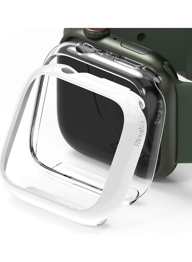 Ringke 2 Piece Premium PC Anti-Scratch Full Edge Rugged Slim Case for Apple Watch Series 7 45mm Clear/White - Image 1