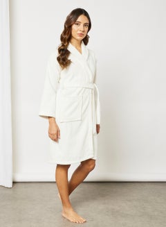Noon East Bathrobe - 400 GSM 100% Cotton Terry Silky Soft Spa Quality Comfort - Shawl Collar & Pocket - White Color - 1 Piece White  - Image 4