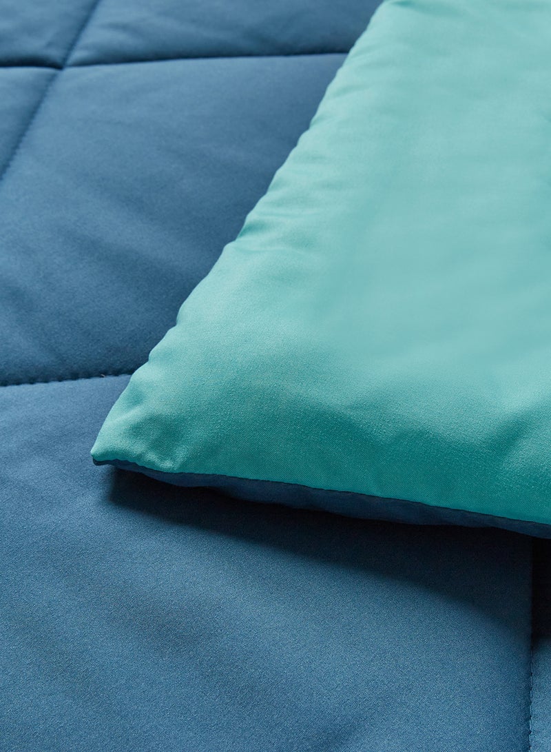Amal - Comforter Queen Size All Season Everyday Use Bedding Set Extra Soft Microfiber Single Piece Reversible Comforter   Blue/Aquifier Polyester Blue/Aquifier - Image 1