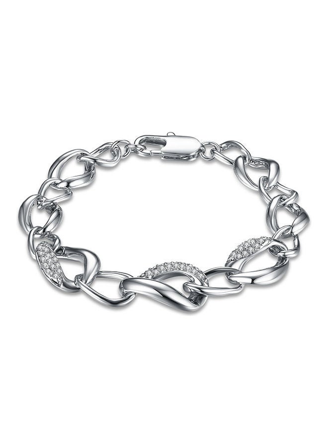 Perfii Rhodium Plated Cubic Ziron Stylish Bracelet - Image 1