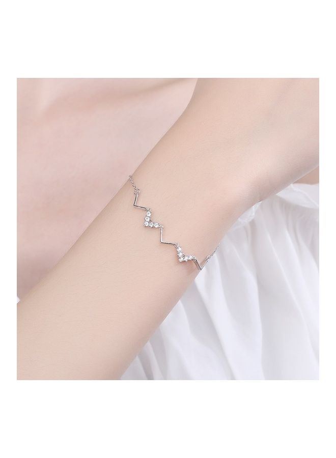Perfii Rhodium Plated Cubic Ziron Stylish Bracelet - Image 2