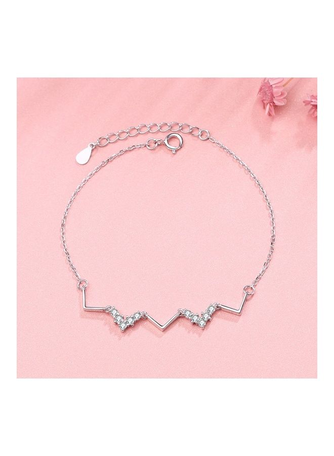 Perfii Rhodium Plated Cubic Ziron Stylish Bracelet - Image 4