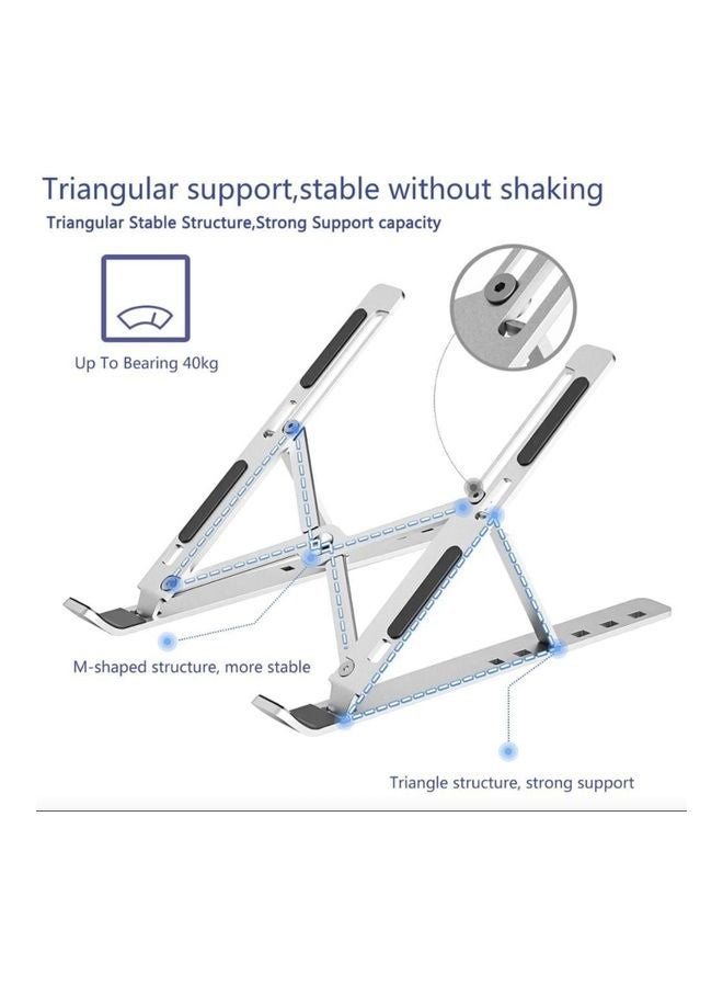 Portable Aluminium Alloy Laptop Stand Silver  - Image 2