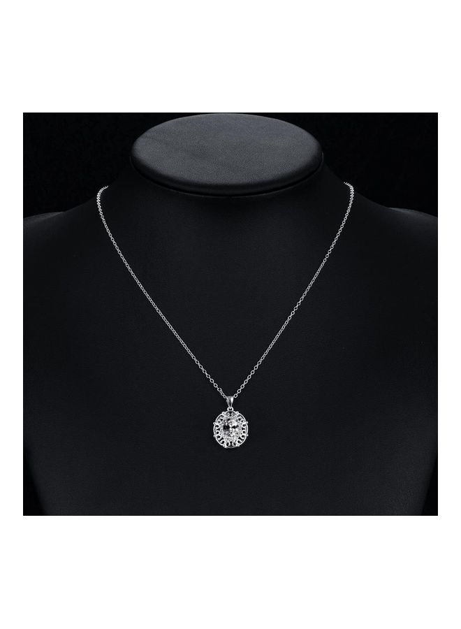 Perfii Rhodium Plated Ziron Studded Pendant Necklace - Image 3