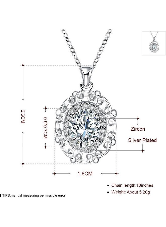 Perfii Rhodium Plated Ziron Studded Pendant Necklace - Image 2