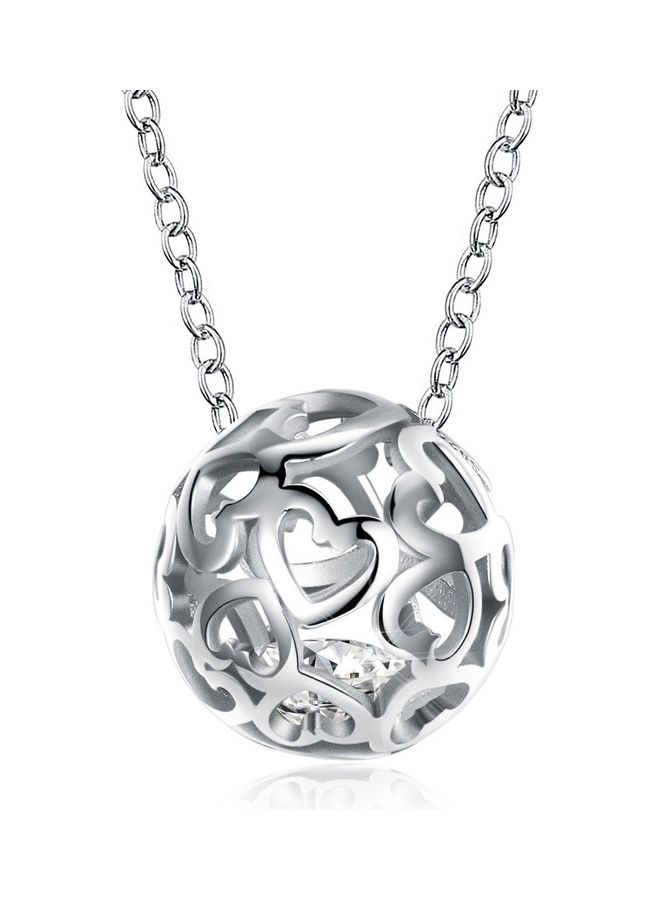 Perfii S925 Sterling Silver Crystal Studded Pendant Necklace - Image 1