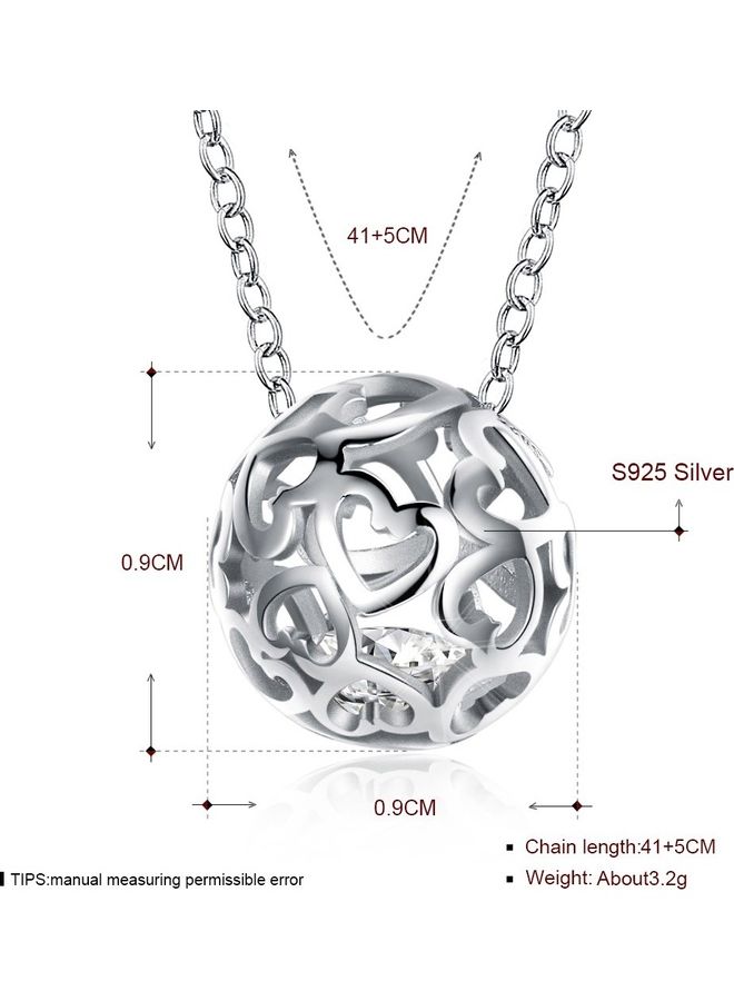 Perfii S925 Sterling Silver Crystal Studded Pendant Necklace - Image 2