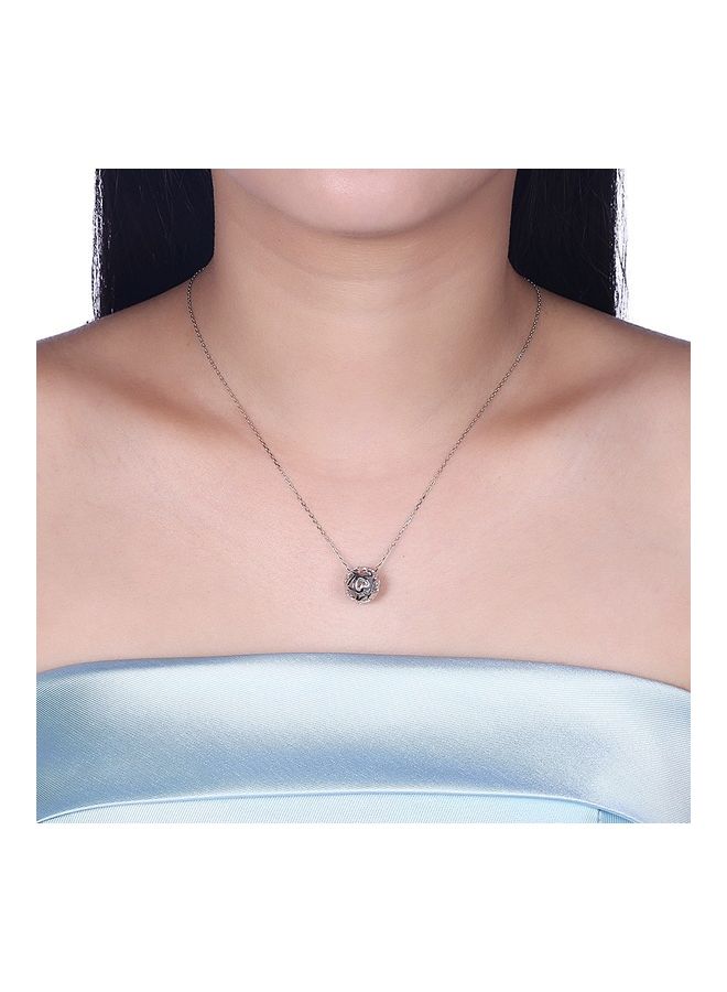 Perfii S925 Sterling Silver Crystal Studded Pendant Necklace - Image 4