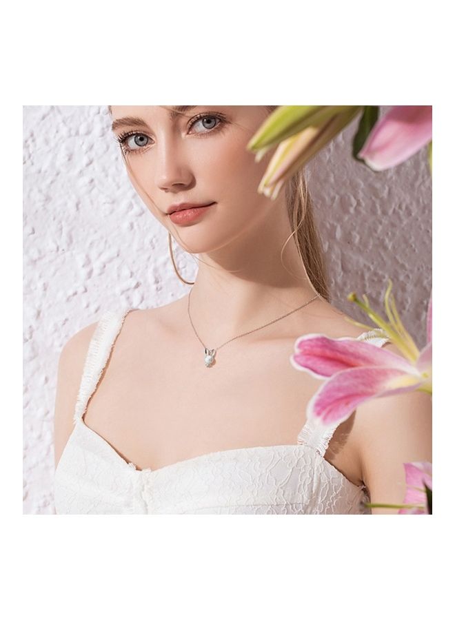 بيرفيي S925 Sterling Silver Crystal Studded Pendant Necklace  - Image 3