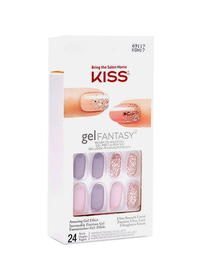 KISS 24 Piece Gel Fantasy Oval Nails Multicolour  - Image 1