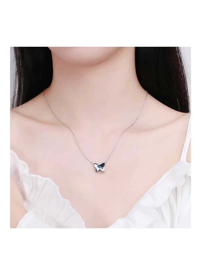 بيرفيي S925 Sterling Silver Crystal Studded Pendant Necklace - Image 2