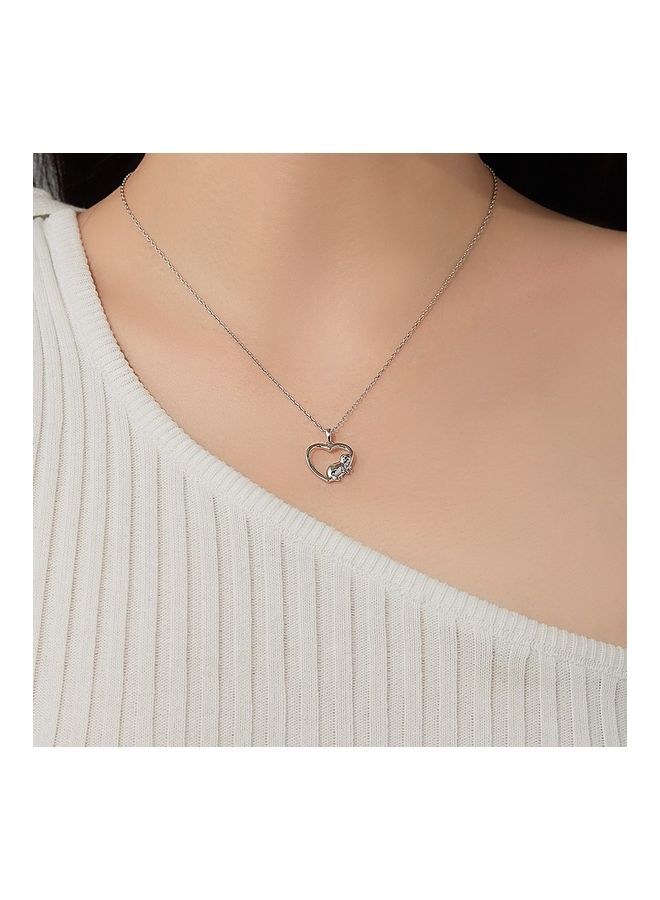 Perfii S925 Sterling Silver Crystal Studded Pendant Necklace - Image 3