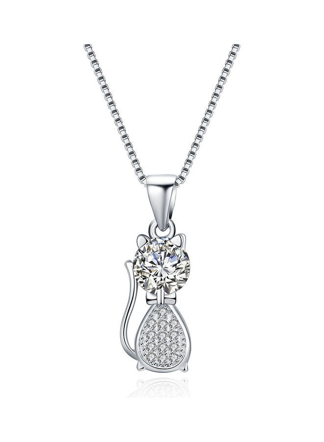 بيرفيي S925 Sterling Silver Crystal Studded Pendant Necklace - Image 1