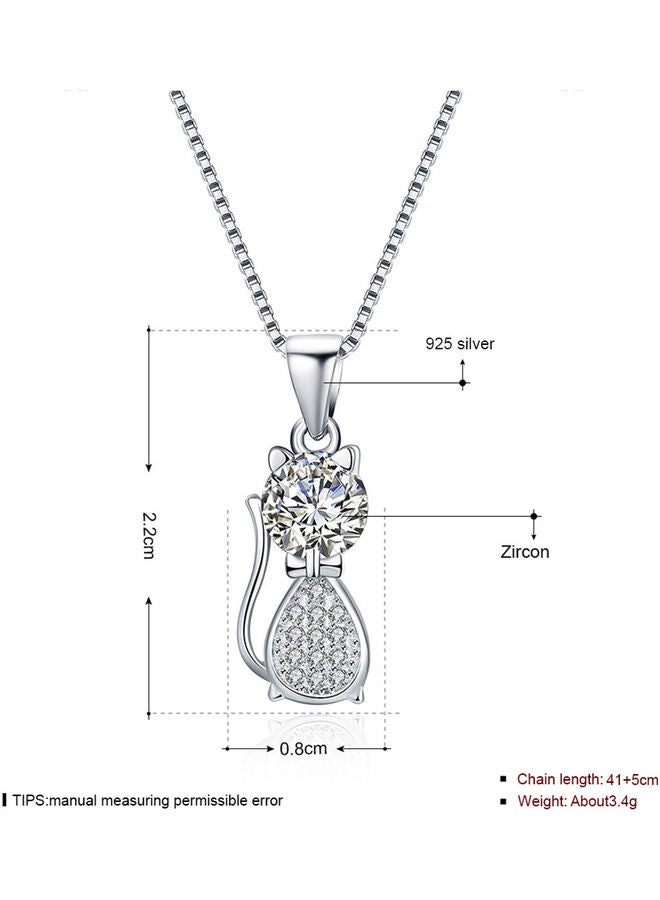بيرفيي S925 Sterling Silver Crystal Studded Pendant Necklace - Image 2
