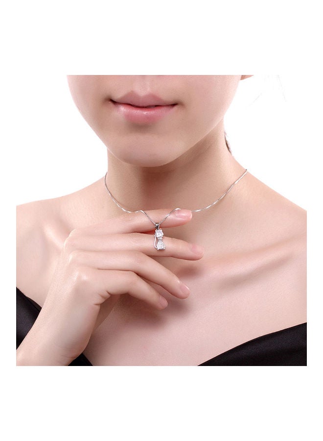 بيرفيي S925 Sterling Silver Crystal Studded Pendant Necklace - Image 3