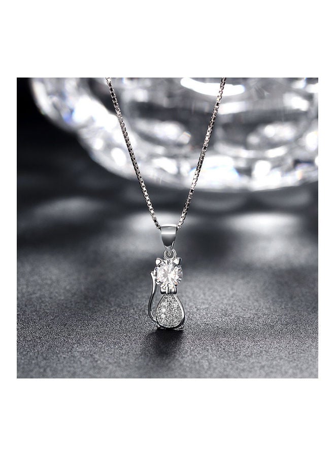 بيرفيي S925 Sterling Silver Crystal Studded Pendant Necklace - Image 4