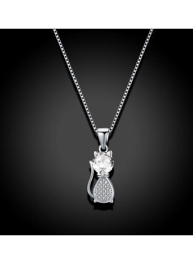 بيرفيي S925 Sterling Silver Crystal Studded Pendant Necklace - Image 5