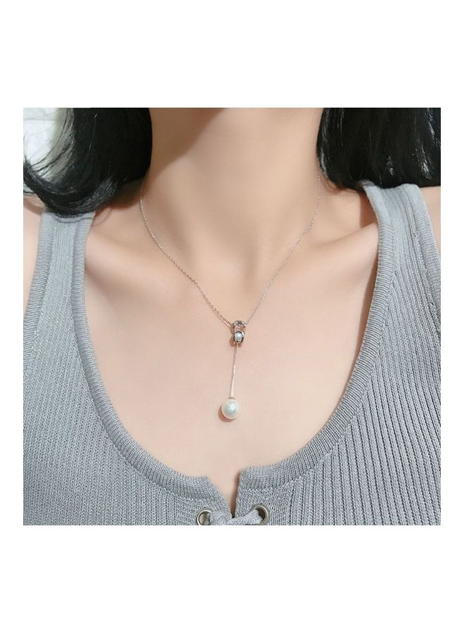 بيرفيي S925 Sterling Silver Crystal Studded Pendant Necklace - Image 2