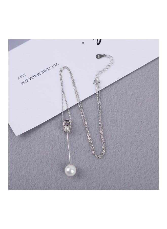 بيرفيي S925 Sterling Silver Crystal Studded Pendant Necklace - Image 3