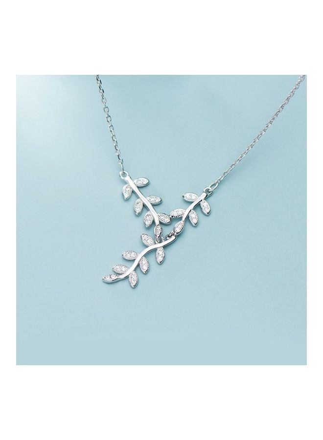 Perfii Rhodium Plated Ziron Studded Pendant Necklace - Image 5