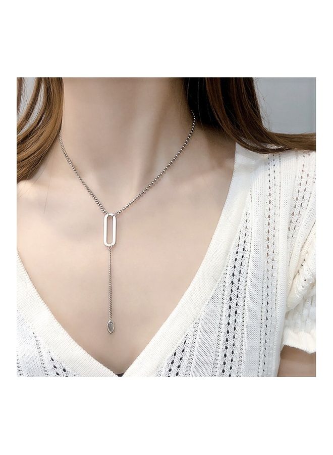 Perfii Rhodium Plated Ziron Studded Pendant Necklace - Image 2