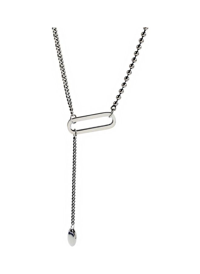 Perfii Rhodium Plated Ziron Studded Pendant Necklace - Image 1