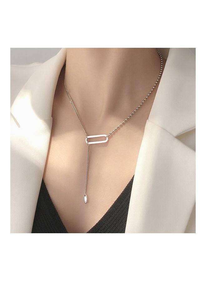 Perfii Rhodium Plated Ziron Studded Pendant Necklace - Image 3