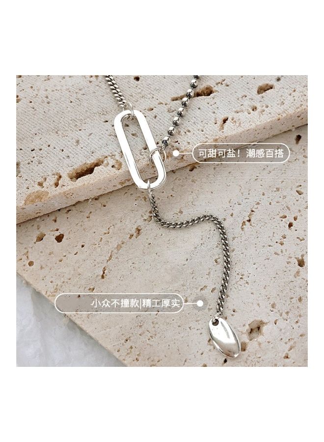 Perfii Rhodium Plated Ziron Studded Pendant Necklace - Image 4