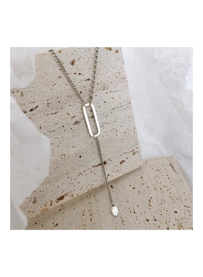 Perfii Rhodium Plated Ziron Studded Pendant Necklace - Image 5