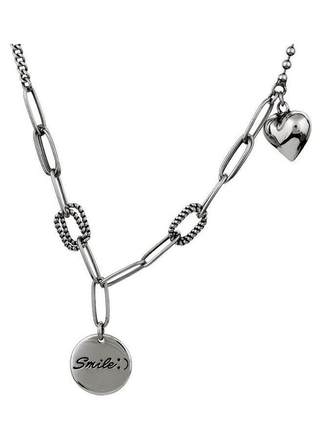 Perfii Rhodium Plated Ziron Studded Pendant Necklace - Image 1