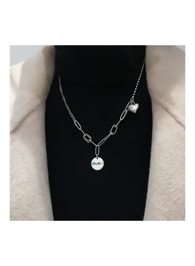 Perfii Rhodium Plated Ziron Studded Pendant Necklace - Image 3