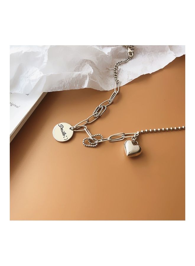 Perfii Rhodium Plated Ziron Studded Pendant Necklace - Image 4