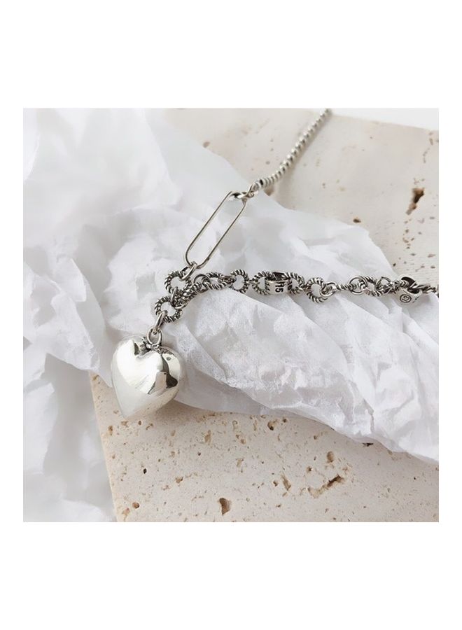 Perfii Rhodium Plated Ziron Studded Pendant Necklace - Image 2