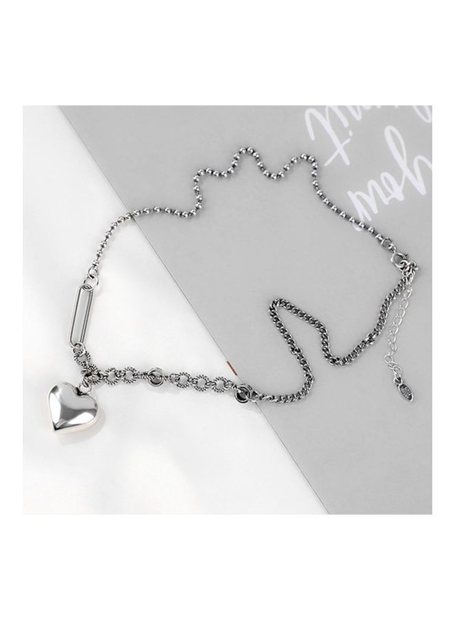 Perfii Rhodium Plated Ziron Studded Pendant Necklace - Image 3