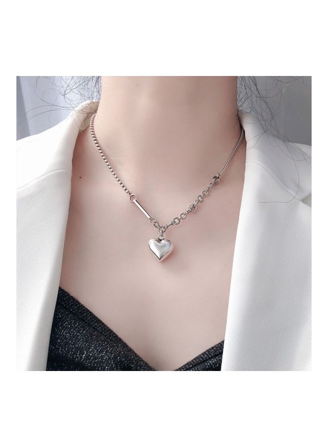 Perfii Rhodium Plated Ziron Studded Pendant Necklace - Image 4