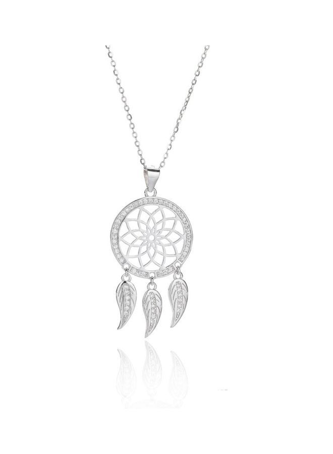 Perfii S925 Sterling Silver Crystal Studded Pendant Necklace - Image 1