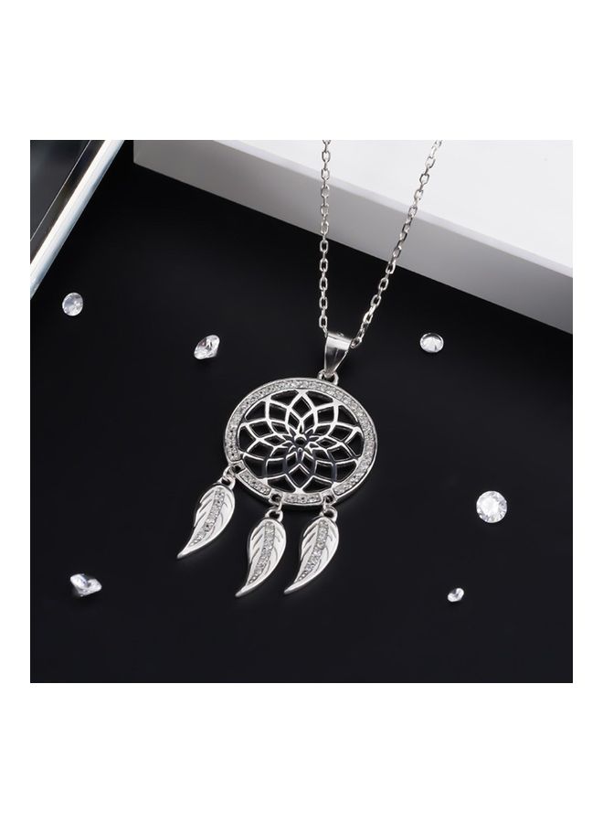 Perfii S925 Sterling Silver Crystal Studded Pendant Necklace - Image 2