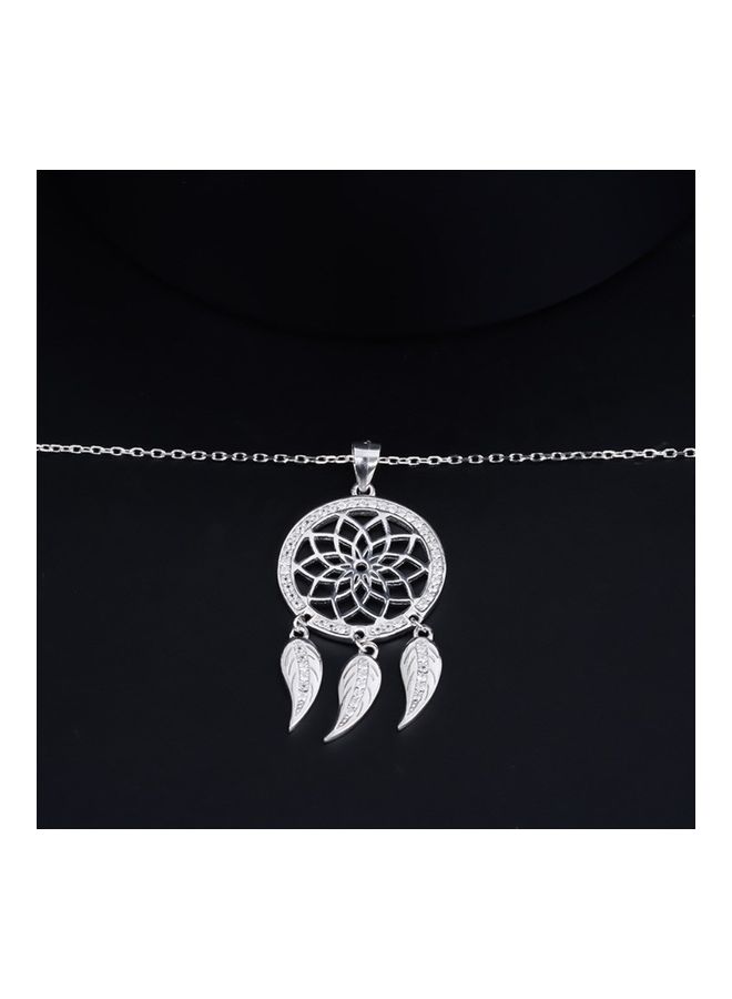 Perfii S925 Sterling Silver Crystal Studded Pendant Necklace - Image 4