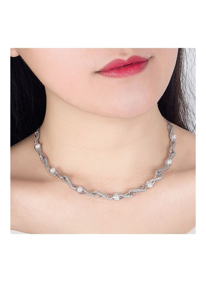 Perfii S925 Sterling Silver Crystal Studded Pendant Necklace - Image 3