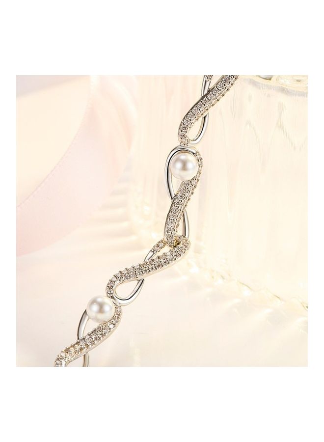 Perfii S925 Sterling Silver Crystal Studded Pendant Necklace - Image 4