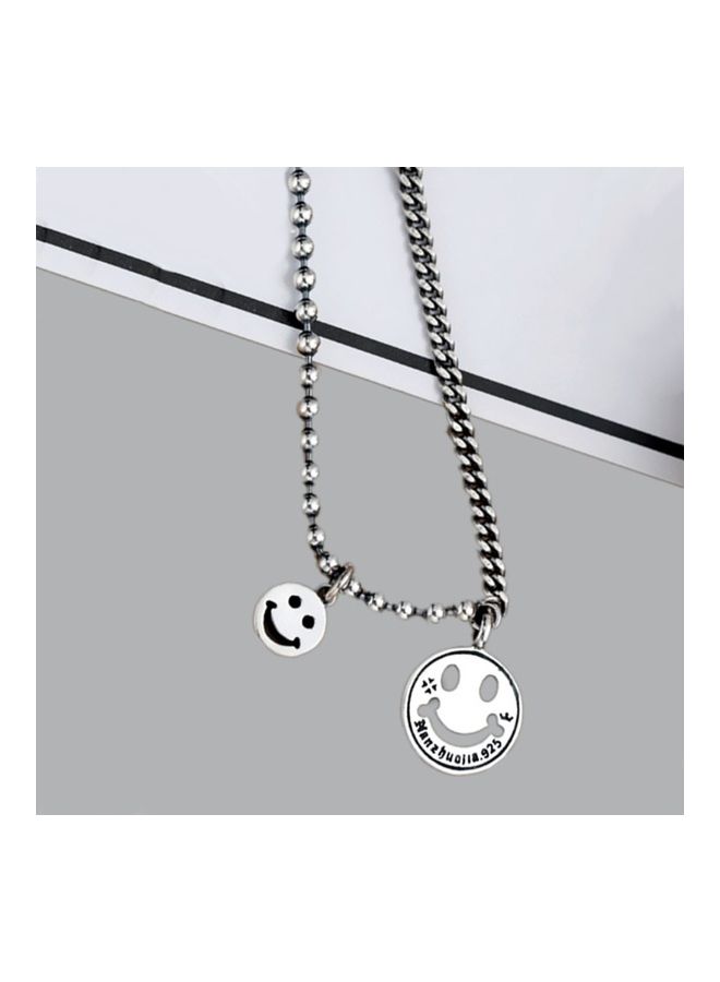 Perfii Rhodium Plated Ziron Studded Pendant Necklace - Image 4