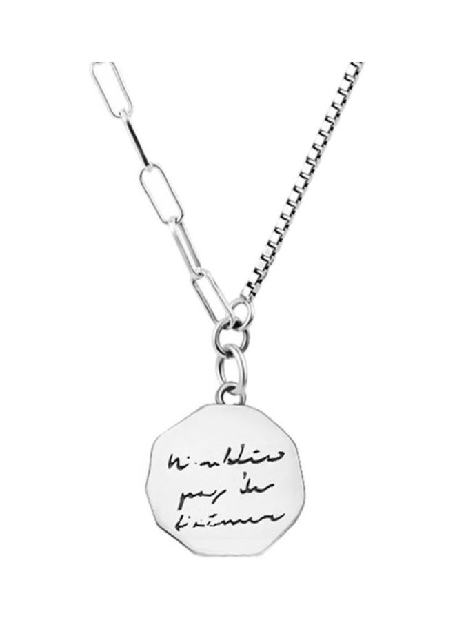 Perfii Rhodium Plated Ziron Studded Pendant Necklace - Image 1