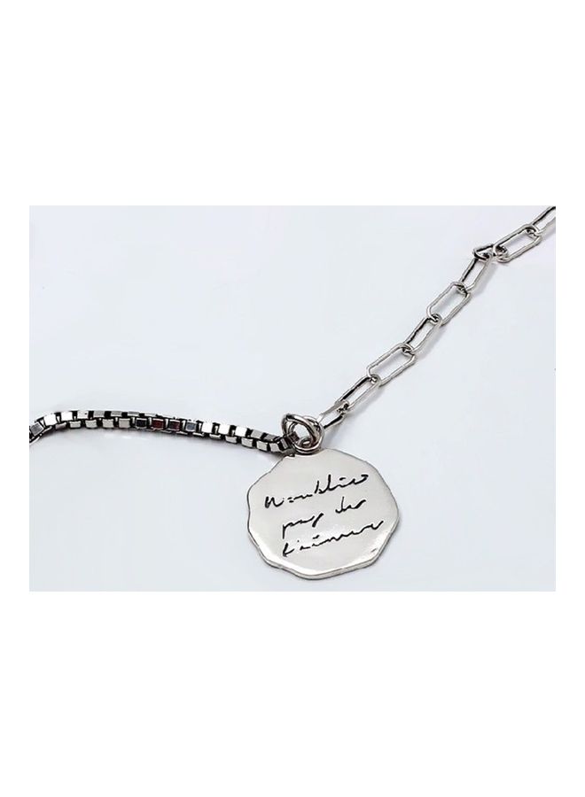 Perfii Rhodium Plated Ziron Studded Pendant Necklace - Image 3