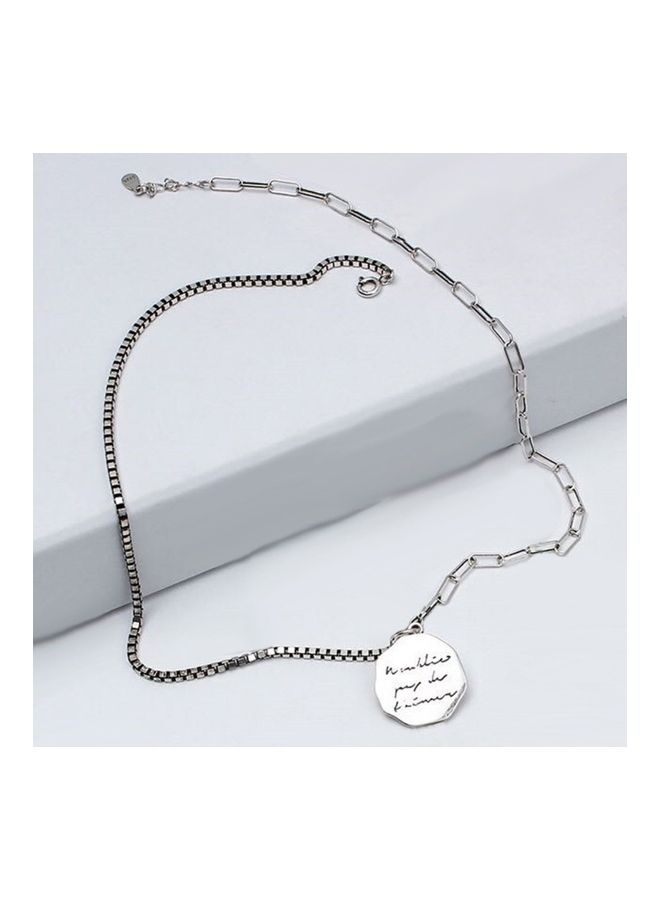 Perfii Rhodium Plated Ziron Studded Pendant Necklace - Image 4