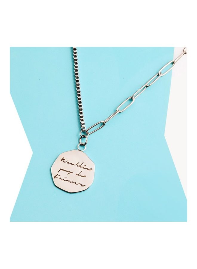 Perfii Rhodium Plated Ziron Studded Pendant Necklace - Image 5