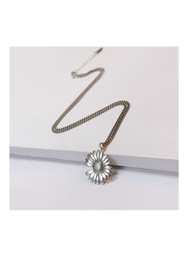 Perfii Rhodium Plated Ziron Studded Pendant Necklace - Image 3